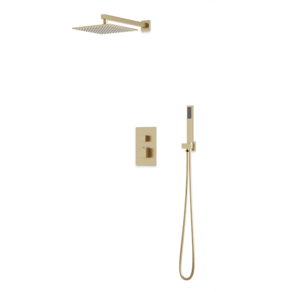 Square Thermostatic Shower Trim Kit with Wall Mount Shower