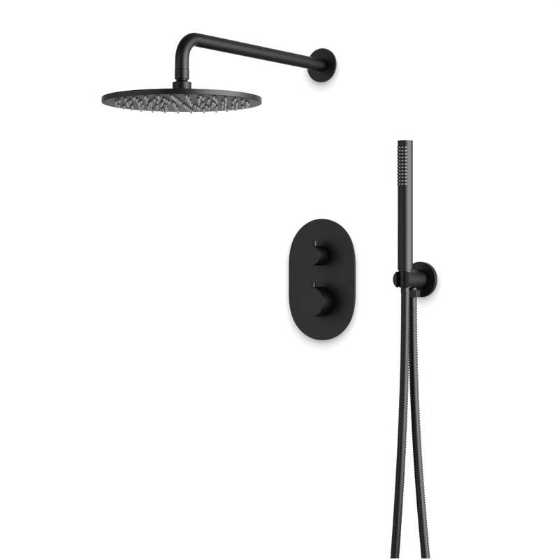 Opera Thermostatic Shower Trim Kit with Hand Shower - Matte Black / Wide image 1