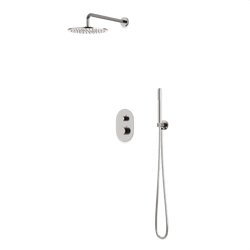 Round Thermostatic Shower Trim Kit with Wall Mount Shower Head, Hand Held Shower Artos US Brushed Nickel 