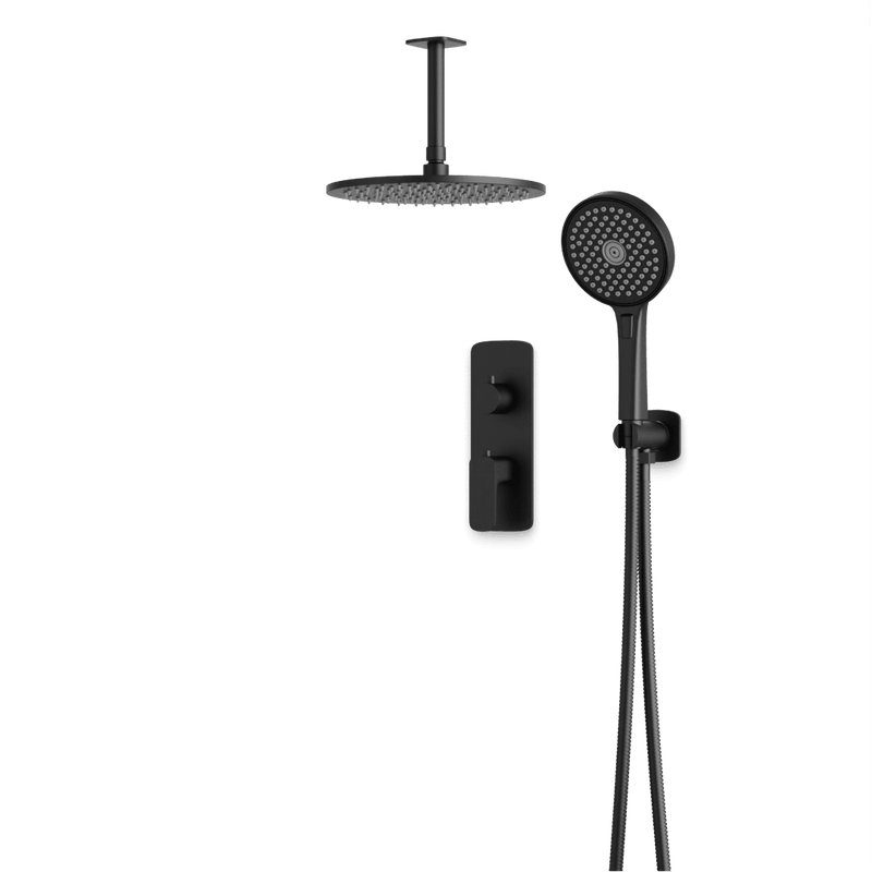 Harmony Thermostatic Shower Trim Kit with Hand Shower - Matte Black / 10" (Standard) / Ceiling Mount image 1