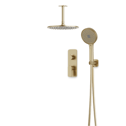 Harmony Thermostatic Shower Trim Kit with Hand Shower - Satin Brass / 10" (Standard) / Ceiling Mount thumbnail 1