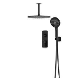 Harmony Thermostatic Shower Trim Kit with Hand Shower - Matte Black / 12" / Ceiling Mount thumbnail 1