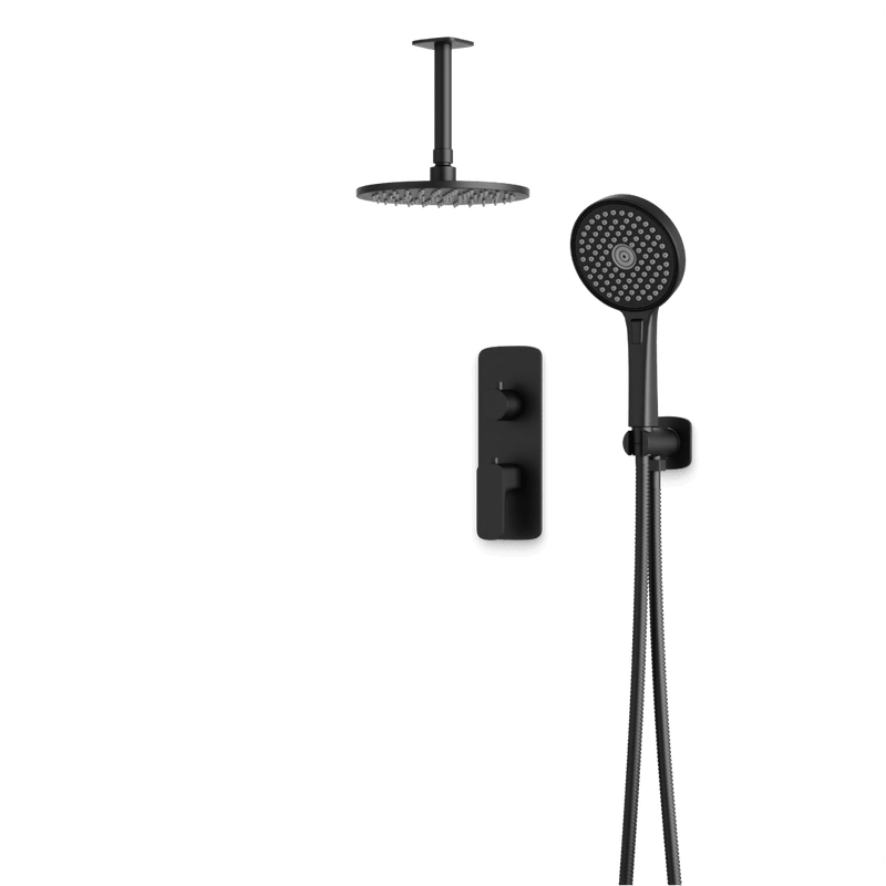 Harmony Thermostatic Shower Trim Kit with Hand Shower - Matte Black / 8" / Ceiling Mount image 1