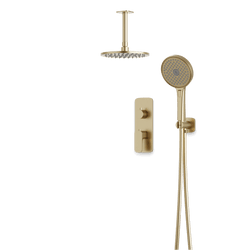 Harmony Thermostatic Shower Trim Kit with Hand Shower - Satin Brass / 8" / Ceiling Mount thumbnail 1