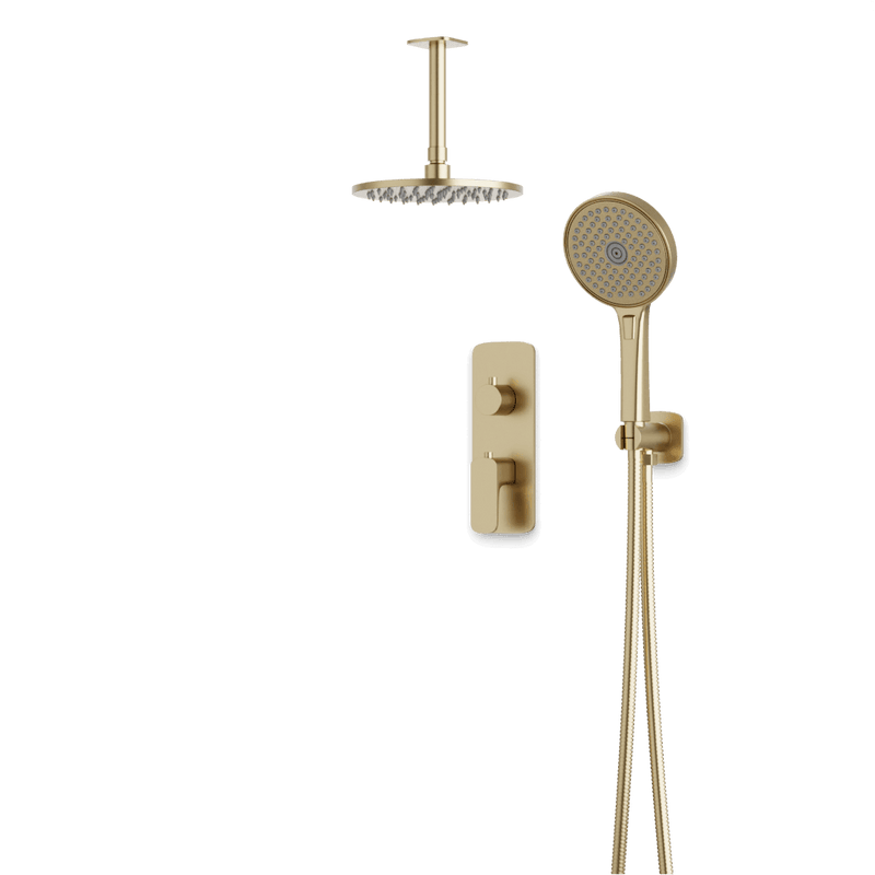 Harmony Thermostatic Shower Trim Kit with Hand Shower - Satin Brass / 8" / Ceiling Mount image 1