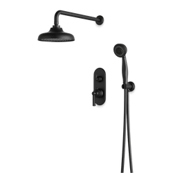 Classic Thermostatic Shower Trim Kit with Hand Shower - Matte Black / Linear thumbnail 1
