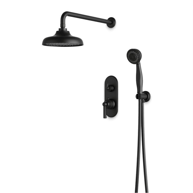 Classic Thermostatic Shower Trim Kit with Hand Shower - Matte Black / Linear image 1