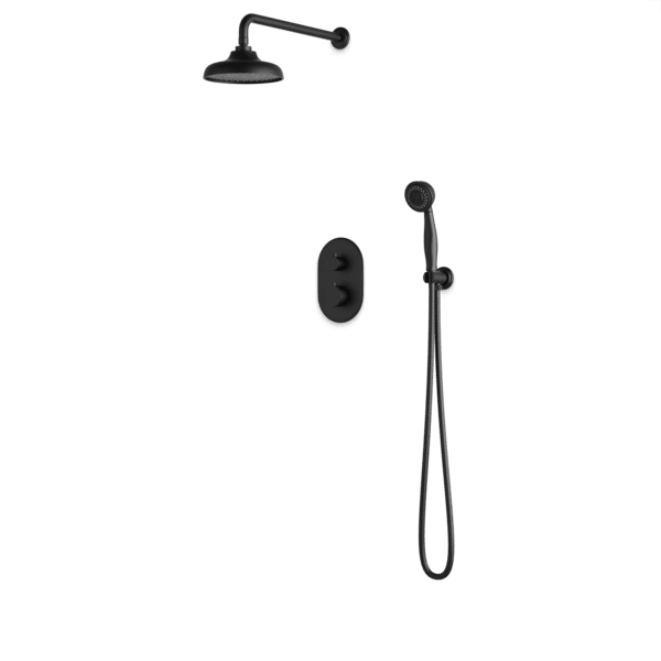 PS140CL - Classic Thermostatic Shower Trim Kit with Wall Mount Shower Head, Hand Held Shower Artos US Matte Black 