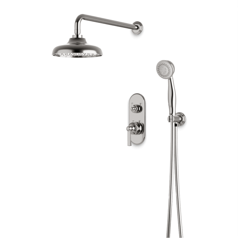 Classic Thermostatic Shower Trim Kit with Hand Shower - Brushed Nickel / Linear image 1