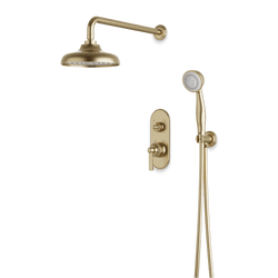 Classic Thermostatic Shower Trim Kit with Hand Shower - Satin Brass / Linear thumbnail 1