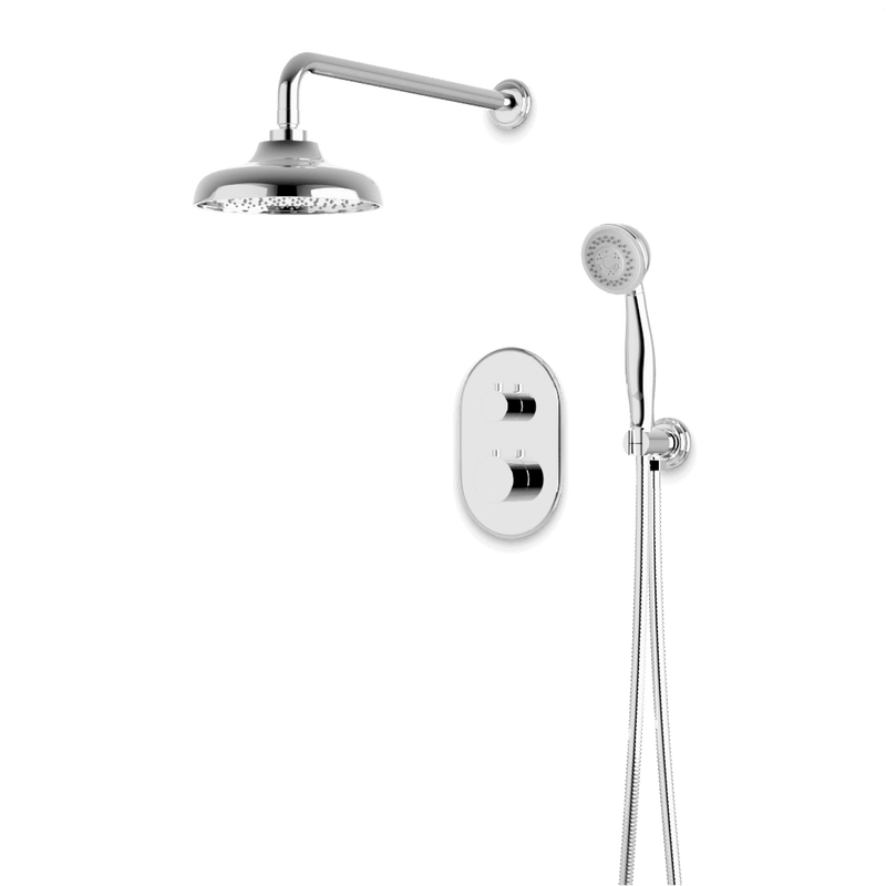 Classic Thermostatic Shower Trim Kit with Hand Shower - Chrome / Wide image 1