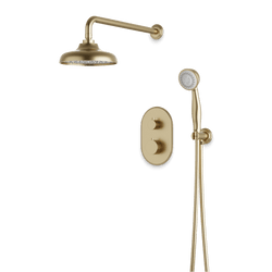 Classic Thermostatic Shower Trim Kit with Hand Shower - Satin Brass / Wide thumbnail 1