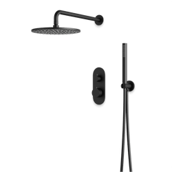 Opera Thermostatic Shower Trim Kit with Hand Shower - Matte Black / Linear thumbnail 1