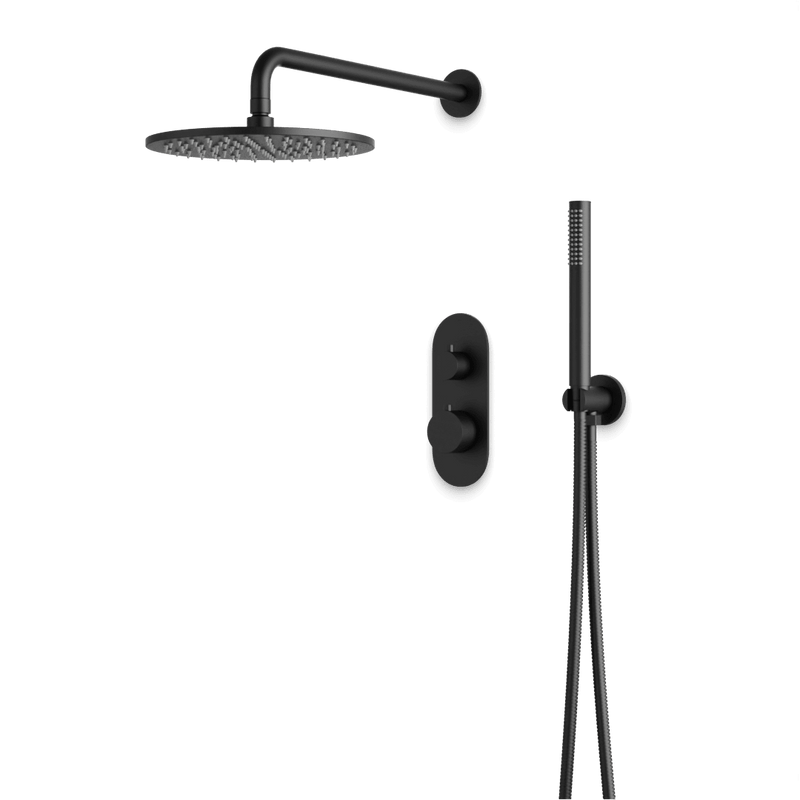 Opera Thermostatic Shower Trim Kit with Hand Shower - Matte Black / Linear image 1