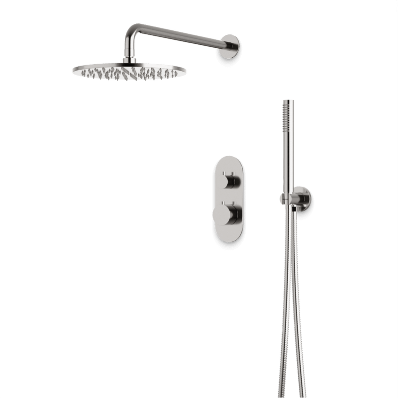 Opera Thermostatic Shower Trim Kit with Hand Shower - Brushed Nickel / Linear image 1
