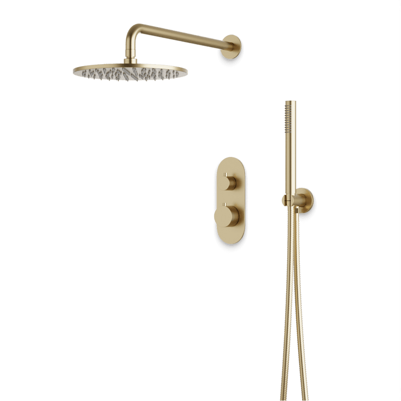 Opera Thermostatic Shower Trim Kit with Hand Shower - Satin Brass / Linear image 1