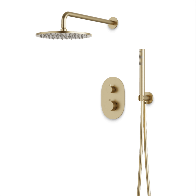 Opera Thermostatic Shower Trim Kit with Hand Shower - Satin Brass / Wide image 1