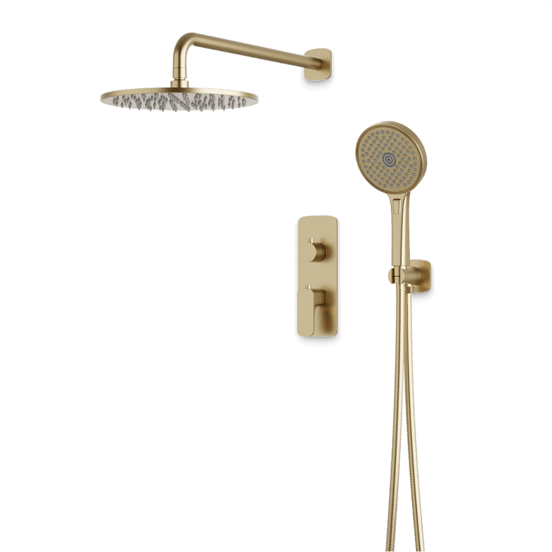 Harmony Thermostatic Shower Trim Kit with Hand Shower - Satin Brass / 10" (Standard) / Wall Mount image 1