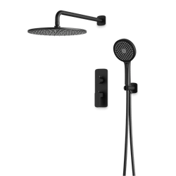 Harmony Thermostatic Shower Trim Kit with Hand Shower - Matte Black / 12" / Wall Mount thumbnail 1