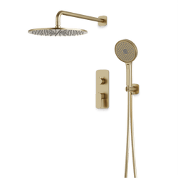 Harmony Thermostatic Shower Trim Kit with Hand Shower - Satin Brass / 12" / Wall Mount thumbnail 1