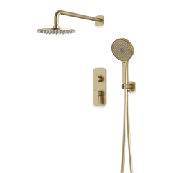 Harmony Thermostatic Shower Trim Kit with Hand Shower - Satin Brass / 8" / Wall Mount thumbnail 1