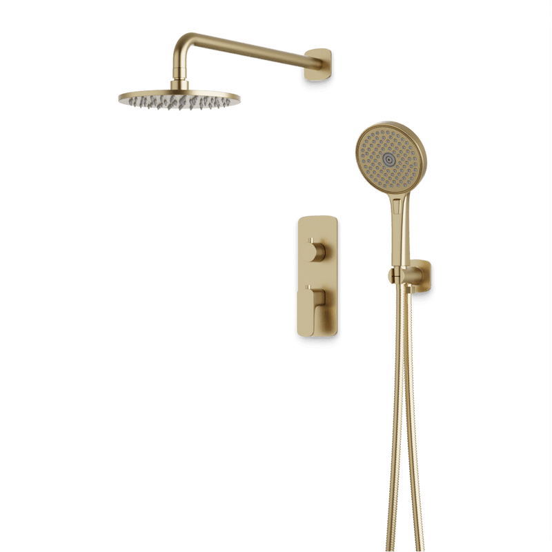 Harmony Thermostatic Shower Trim Kit with Hand Shower - Satin Brass / 8" / Wall Mount image 1