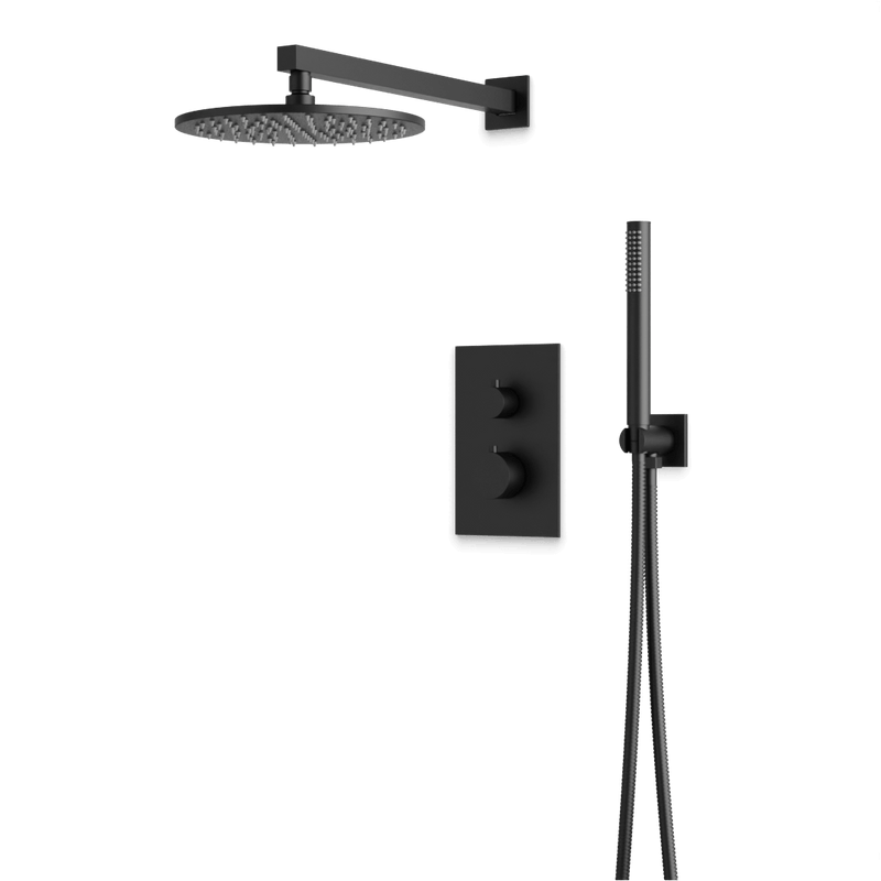 Otella Thermostatic Shower Trim Kit with Hand Shower - Matte Black / Wide image 1