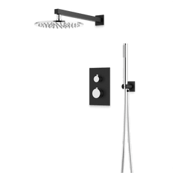 Otella Thermostatic Shower Trim Kit with Hand Shower - Chrome/Matte Black / Wide thumbnail 1