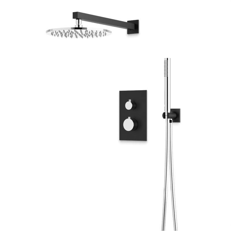Otella Thermostatic Shower Trim Kit with Hand Shower - Chrome/Matte Black / Wide image 1