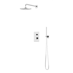 Square + Round Thermostatic Shower Trim Kit with Wall Mount Shower Head, Hand Held Shower Artos US Chrome 