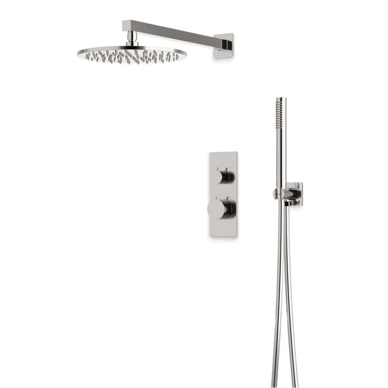 Otella Thermostatic Shower Trim Kit with Hand Shower - Brushed Nickel / Linear image 1