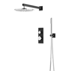 Otella Thermostatic Shower Trim Kit with Hand Shower - Chrome/Matte Black / Linear thumbnail 1