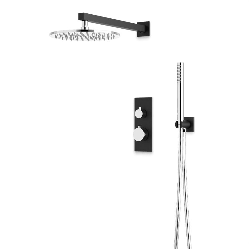 Otella Thermostatic Shower Trim Kit with Hand Shower - Chrome/Matte Black / Linear image 1
