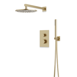 Otella Thermostatic Shower Trim Kit with Hand Shower - Satin Brass / Wide thumbnail 1