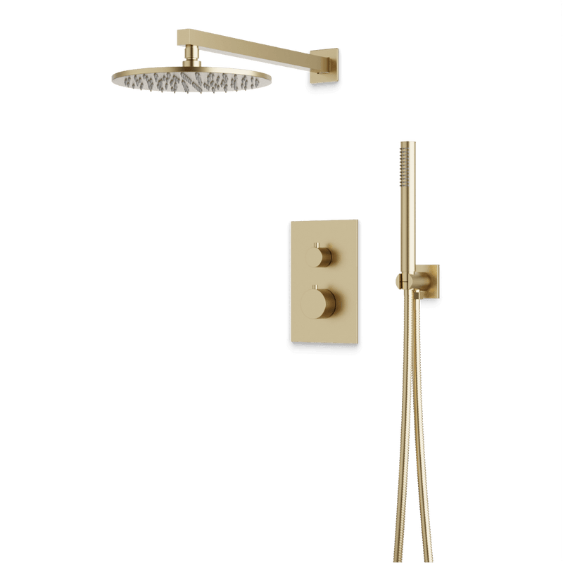Otella Thermostatic Shower Trim Kit with Hand Shower - Satin Brass / Wide image 1