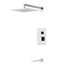 Edge Thermostatic Shower Trim Kit with Wall Mount Shower Head, Tub Filler - Chrome / Wide thumbnail 1