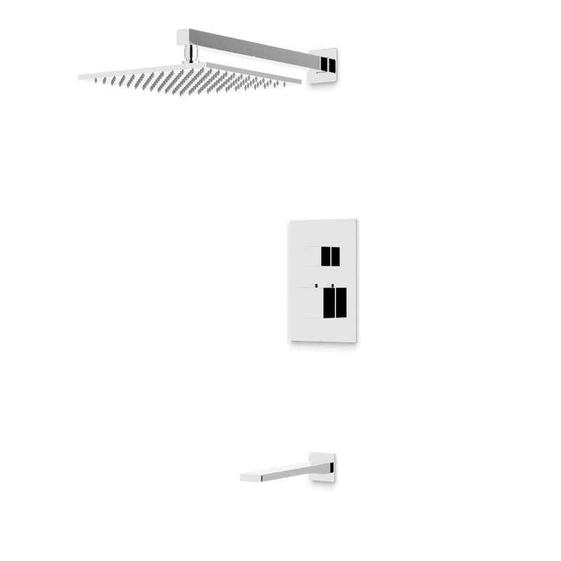 Edge Thermostatic Shower Trim Kit with Wall Mount Shower Head, Tub Filler - Chrome / Wide image 1