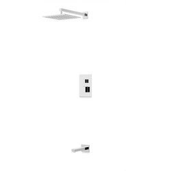 PS143 - Square Thermostatic Shower Trim Kit with Wall Mount Shower Head, Tub Filler Artos US Chrome 