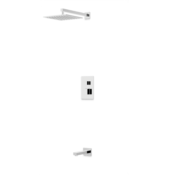 PS143 - Square Thermostatic Shower Trim Kit with Wall Mount Shower Head, Tub Filler Artos US Chrome 