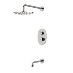 Opera Thermostatic Shower Trim Kit with Wall Mount Shower Head, Tub Filler - Brushed Nickel / Wide thumbnail 1