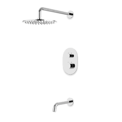 Opera Thermostatic Shower Trim Kit with Wall Mount Shower Head, Tub Filler - Chrome / Wide thumbnail 1