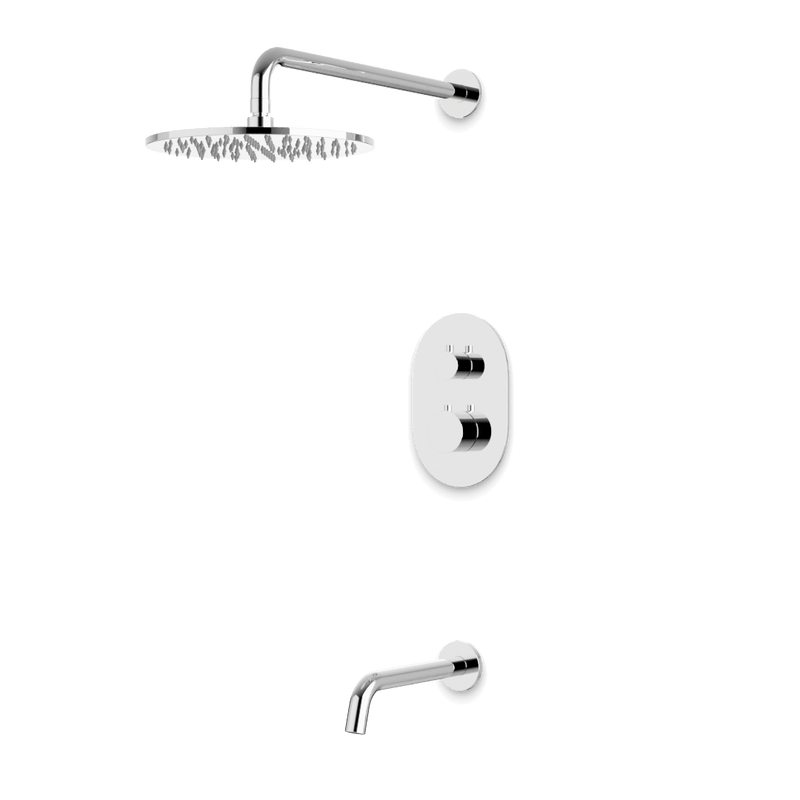 Opera Thermostatic Shower Trim Kit with Wall Mount Shower Head, Tub Filler - Chrome / Wide image 1
