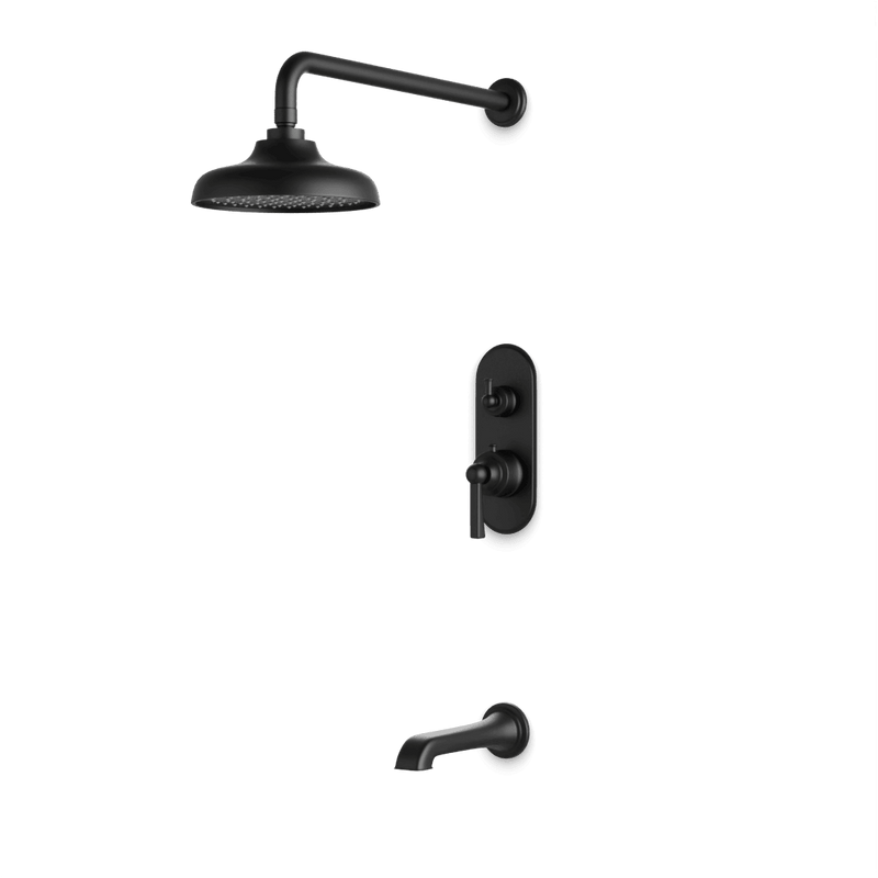 Classic Thermostatic Shower Trim Kit with Tub Filler - Matte Black / Linear image 1
