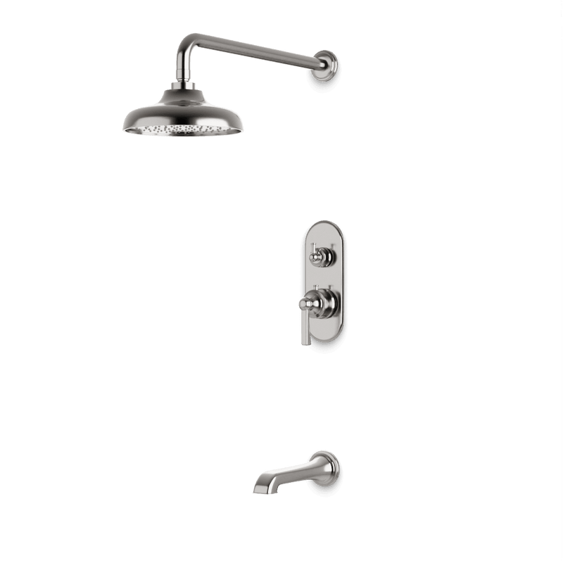 Classic Thermostatic Shower Trim Kit with Tub Filler - Brushed Nickel / Linear image 1