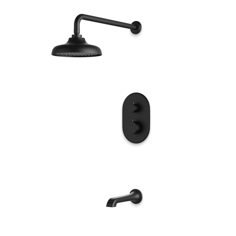 Classic Thermostatic Shower Trim Kit with Tub Filler - Matte Black / Wide image 1