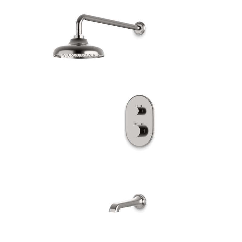 Classic Thermostatic Shower Trim Kit with Tub Filler - Brushed Nickel / Wide image 1