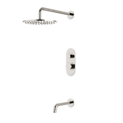 Opera Thermostatic Shower Trim Kit with Wall Mount Shower Head, Tub Filler - Polished Nickel / Linear thumbnail 1
