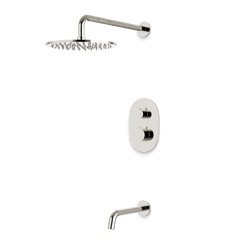 Opera Thermostatic Shower Trim Kit with Wall Mount Shower Head, Tub Filler - Polished Nickel / Wide thumbnail 1