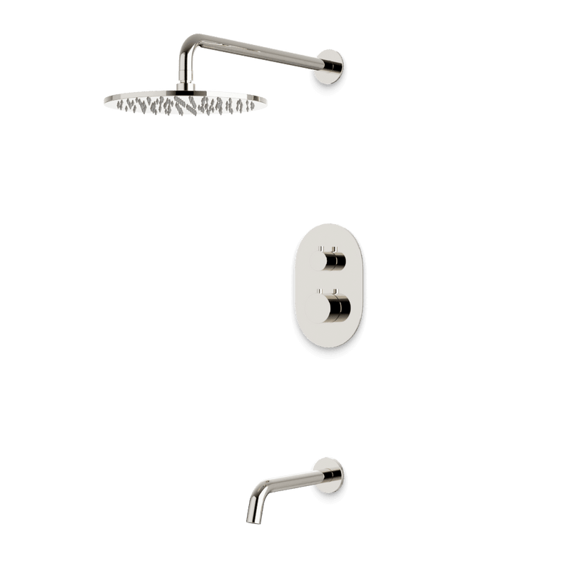 Opera Thermostatic Shower Trim Kit with Wall Mount Shower Head, Tub Filler - Polished Nickel / Wide image 1