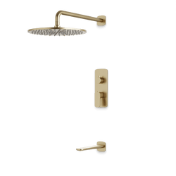 Harmony Thermostatic Shower Trim Kit with Tub Filler - Satin Brass / 12" thumbnail 1